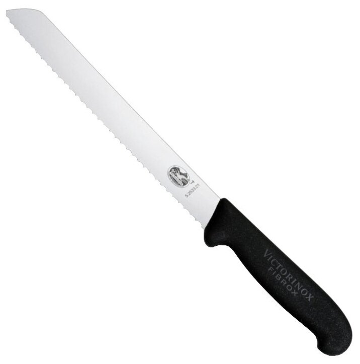 Нож для хлеба VICTORINOX Fibrox с волнистым лезвием 21 см, чёрный Victorinox MR-5.2533.21