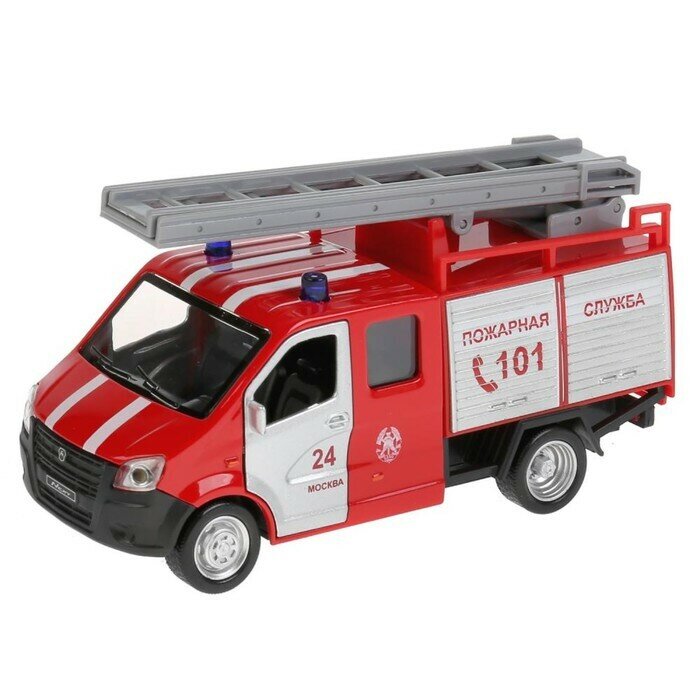 Машина металлическая "ГАЗель Next пожарная" инерционная, 14,5 см, со светом и звуком, с подвижной лестницей, игрушечный транспорт, масштабная коллекционная модель, детская игрушка
