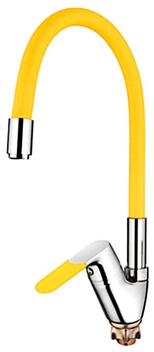 Смеситель для кухни LEDEME картридж д.35мм, гибкий шланг, боковой, жёлтый, L4153-4