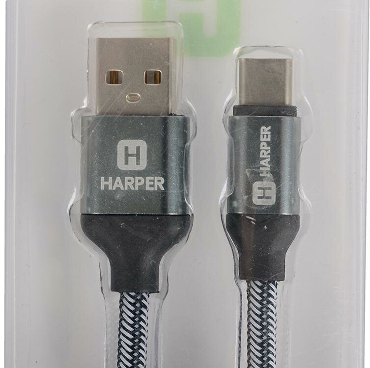 Кабель Harper H00001356 USB - TYPE C, black, 1м, нейлоновая оплетка, износоустойчивость, металлический штекер на концах - фото №10