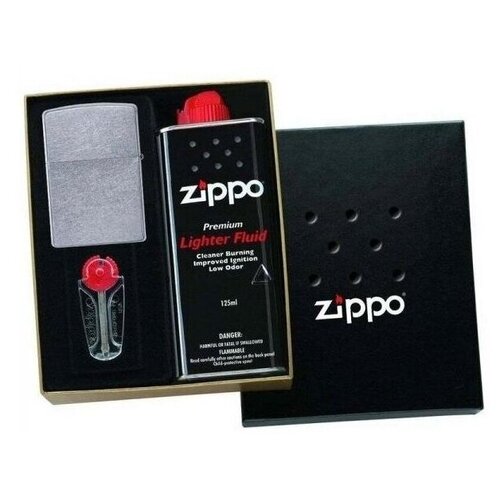 Zippo 207 Street Chrome в подарочной упаковке + топливо и кремни