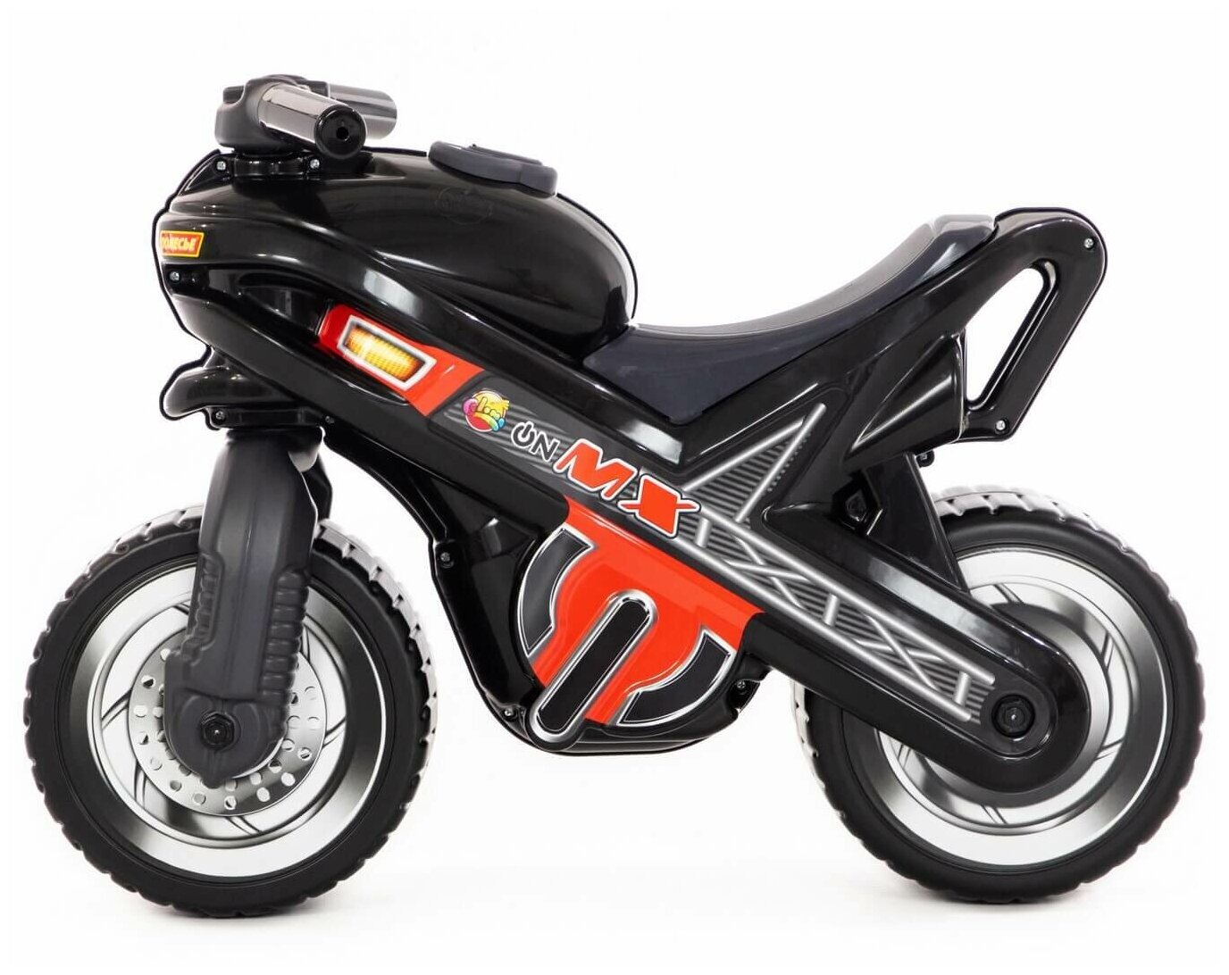 Каталка-мотоцикл МХ черная/ Каталка детская для отталкивания/ Беговел Полесье