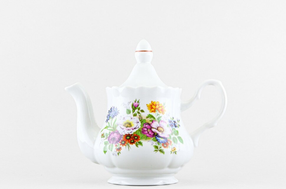 фото Чайник заварочный 800 мл Добрушский фарфоровый завод Романс Букет цветов