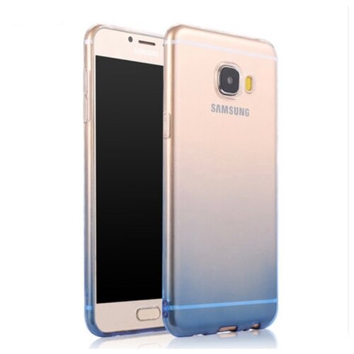 фото Чехол-бампер mypads для samsung galaxy c7(c7000) 5.7 ультра-тонкая полимерная из мягкого качественного силикона с эффектом градиент голубой