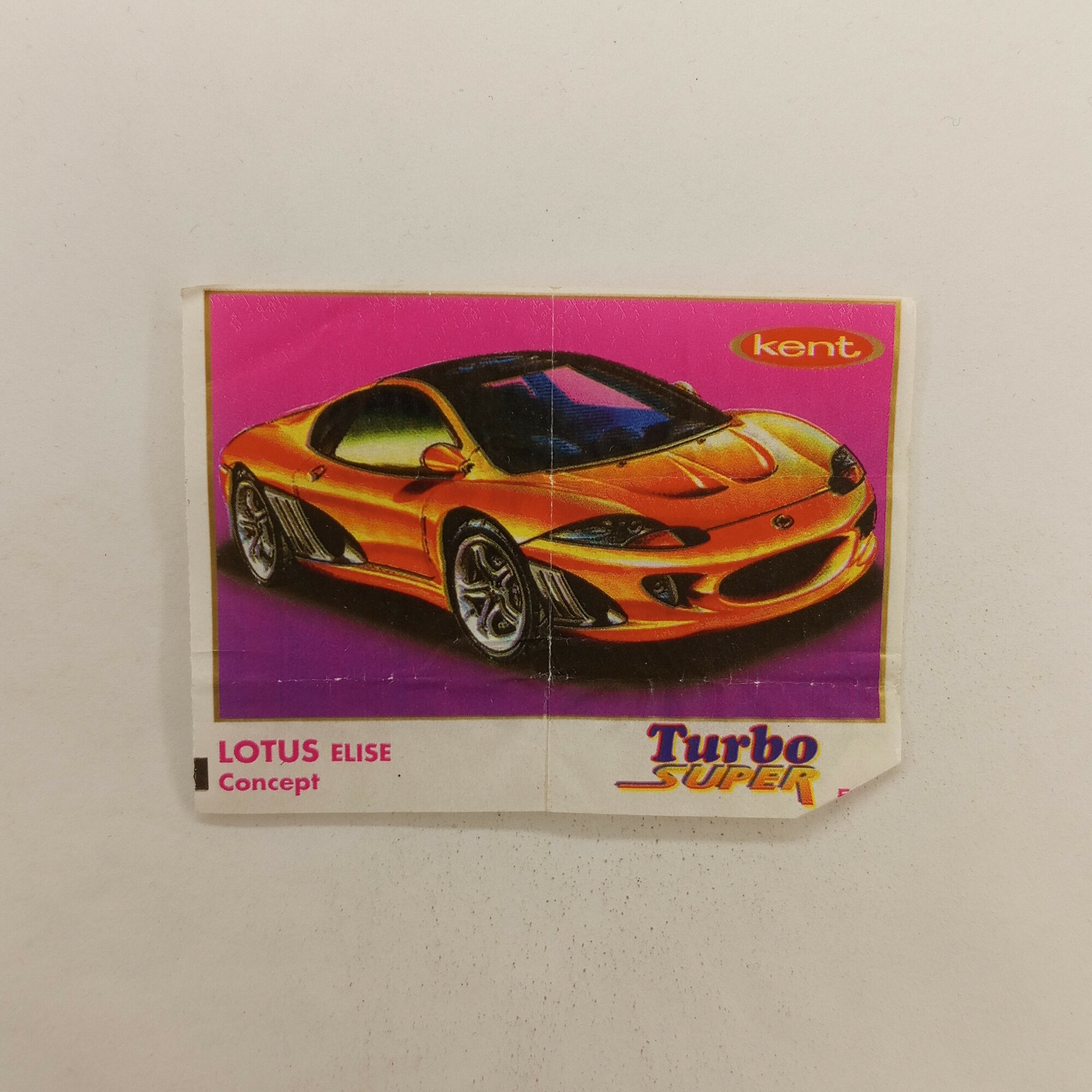 Вкладыш винтажный, СССР. Изображение спортивного автомобиля Lotus Elise Concept от Kent