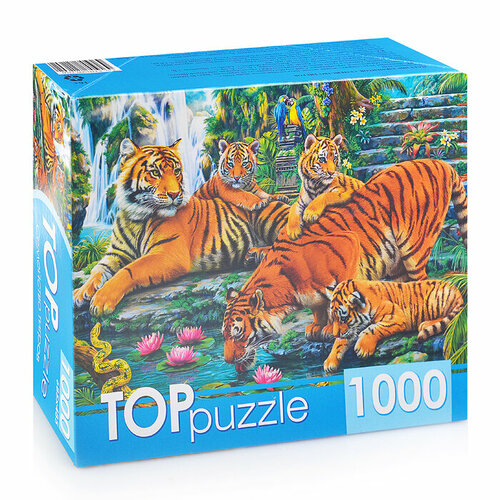 Пазлы 1000 TOPpuzzle Семейство тигров пазлы 1000 toppuzzle бенгальские коты в саду