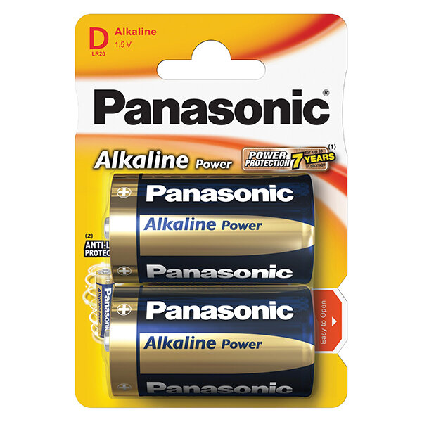 Батарейки алкалиновые Panasonic Alkaline Power D LR20 1,5В 2шт