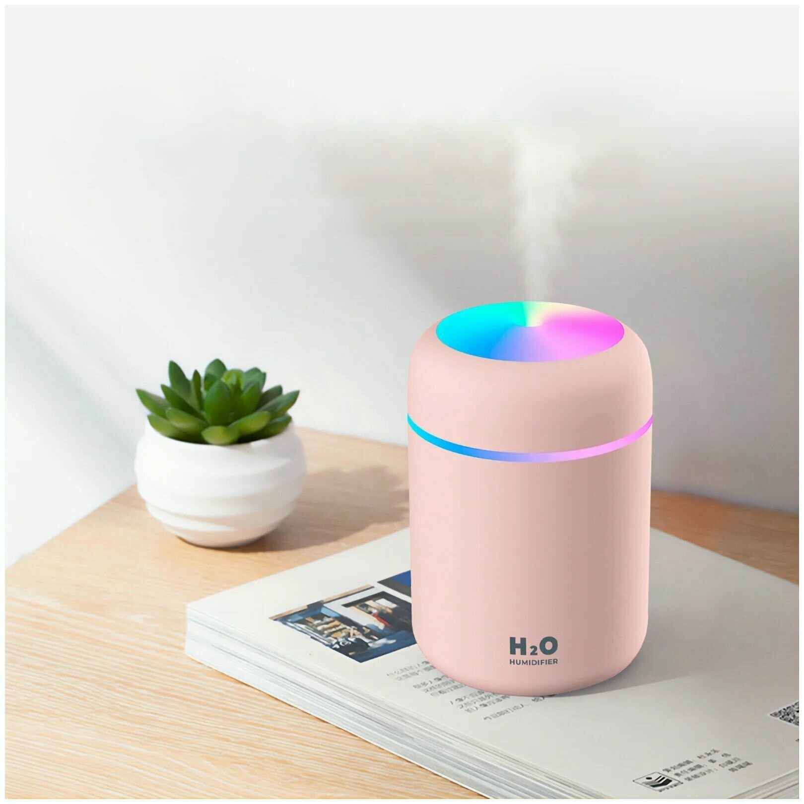 Увлажнитель воздуха H2O Humidifier увлажнитель ультразвуковой, Розовый - фотография № 6