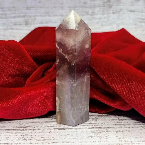 Кристалл Дымчатый Флюорит / натуральный природный камень. обелиск 1шт, 7.5см (амулет, оберег, талисман с мешочком для хранения)