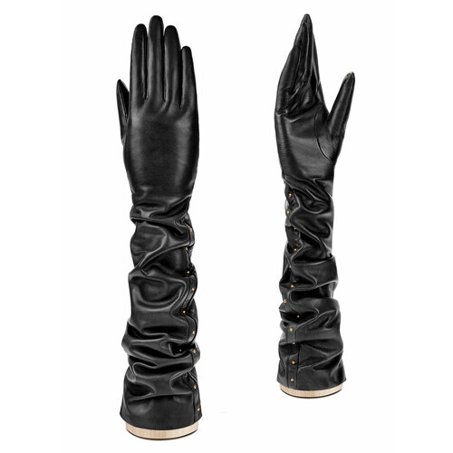 фото Перчатки eleganzza зимние, натуральная кожа, сенсорные, подкладка, размер 7.5, черный