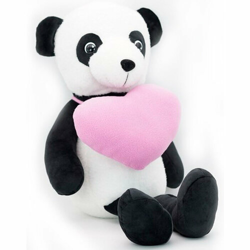Панда Кроули средняя со средним флисовым сердцем цикламен 36/54 см 0982536S-48 мягкая игрушка панда 18 см