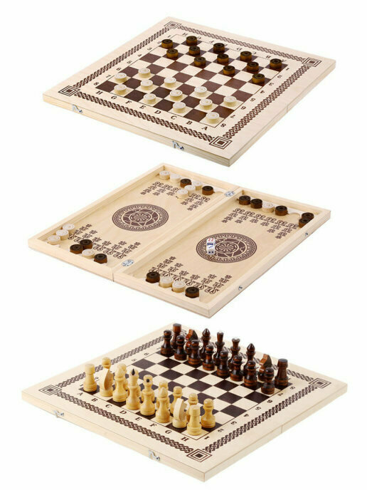 Игра "3 в 1" орловская ладья В-7 (Нарды, Шахматы, Шашки). Товар уцененный