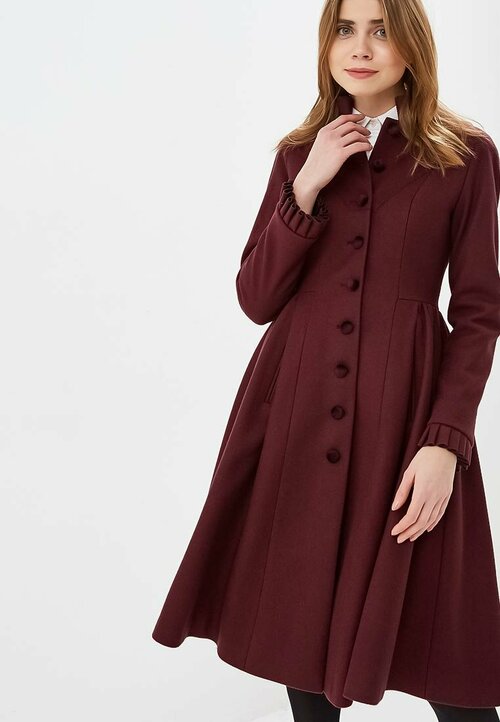 Пальто  Azellricca демисезонное, шерсть, силуэт прямой, удлиненное, размер 44, бордовый