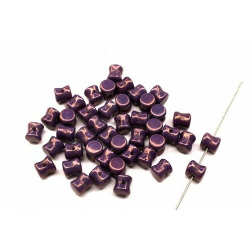 Бусины Pellet beads 6х4мм, отверстие 0,5мм, цвет 03000/15726 фиолетовый блестящий, 732-030, 10г (около 60шт)