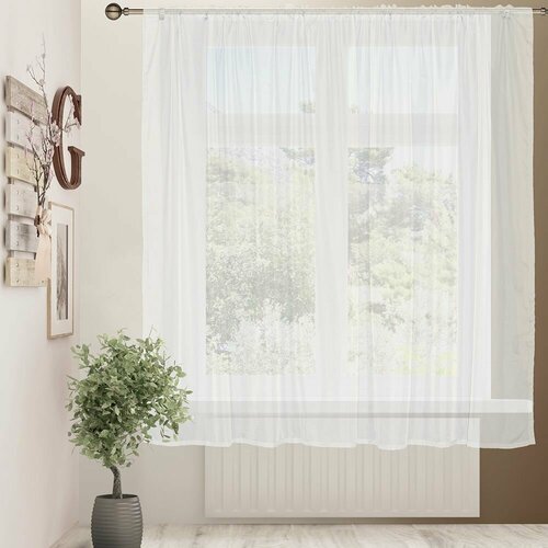 Штора-тюль для кухни, 140х150 см, белая