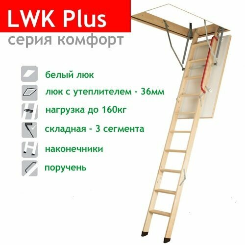 Чердачная лестница с люком 70*94*280 см, утепленная FAKRO кровельная для крыши, люк с деревянной складной лестницей для дома на чердак