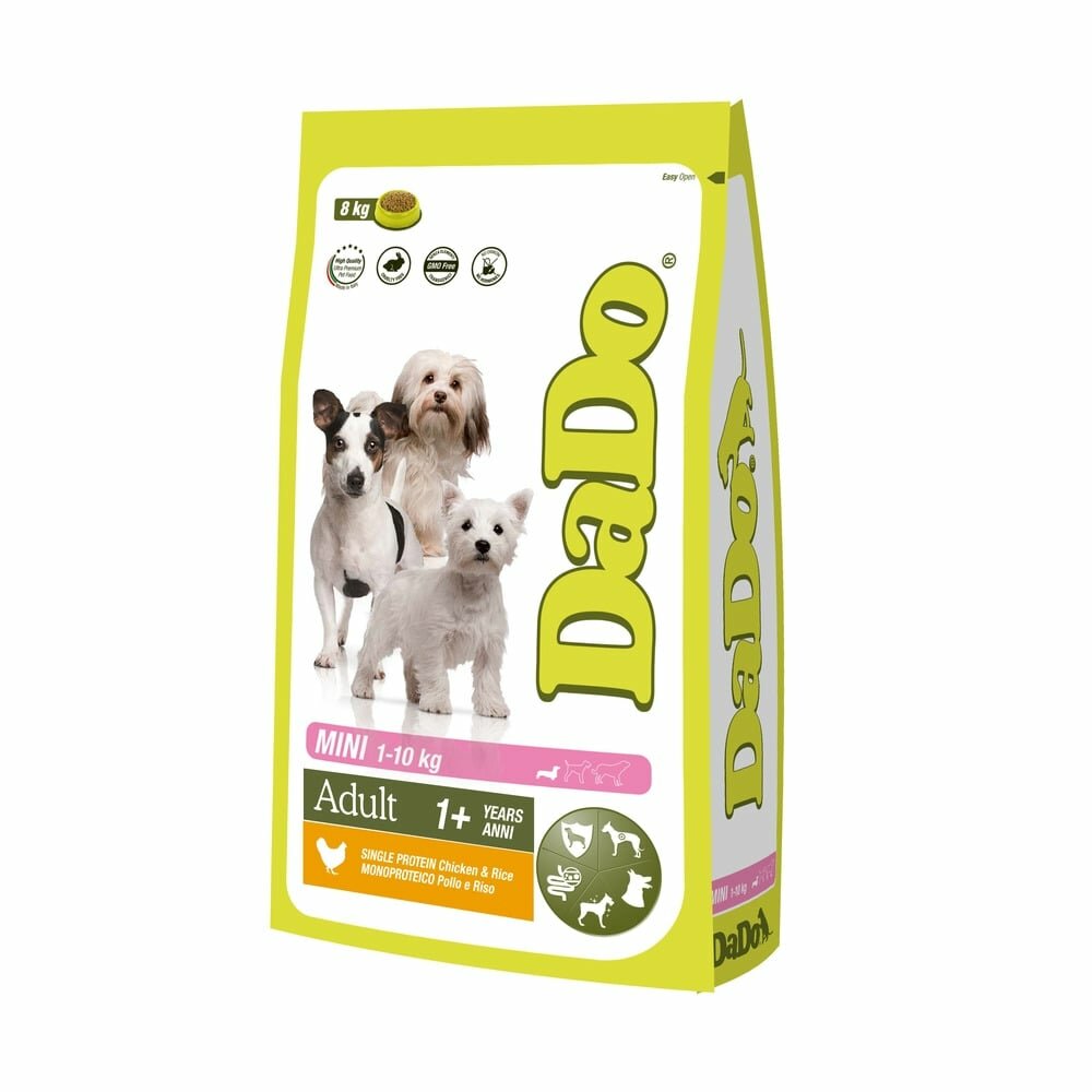 Dado Dog Adult Mini Chicken & Rice монобелковый корм для собак мелких пород, с курицей и рисом 8 кг