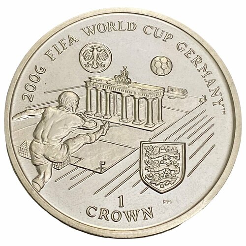 клуб нумизмат монета 5 фунтов гибралтара 2005 года серебро елизавета ii Остров Мэн 1 крона 2005 г. (Чемпионат мира по футболу 2006, Германия) (Proof) (2)