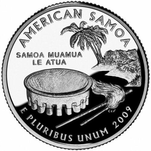 (054d) Монета США 2009 год 25 центов Американское Самоа 2009 год Медь-Никель UNC