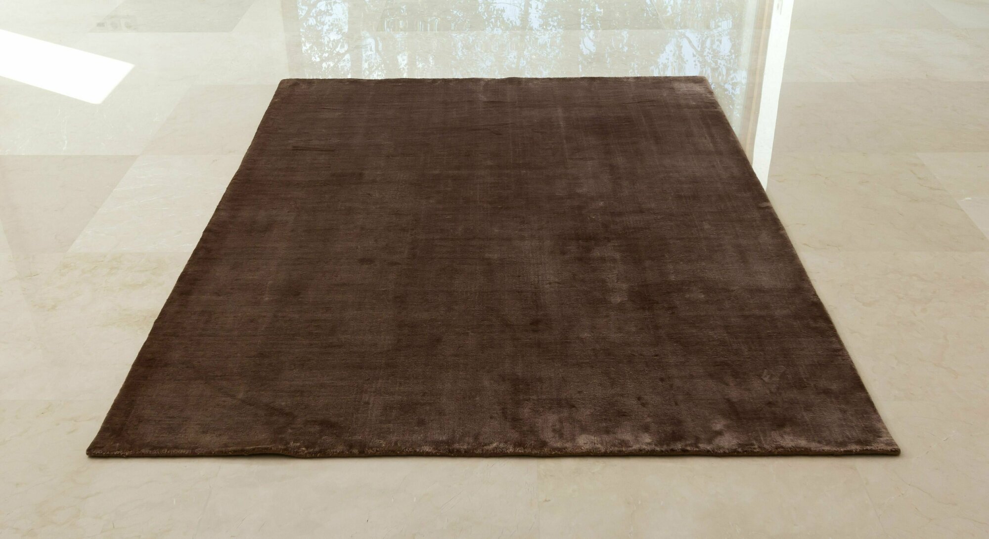 Ковер однотонный из вискозы Индия 200x150/BROWN - фотография № 2