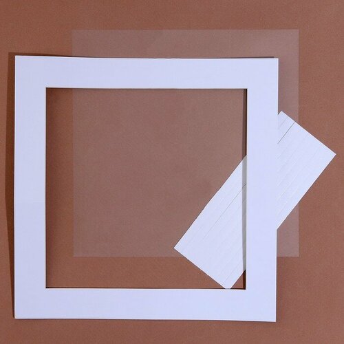Паспарту размер рамки 30 × 30, прозрачный лист, клейкая лента, цвет белый