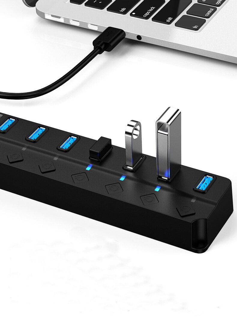 USB 3.0 Hub 7-портовый высокоскоростной / USB-разветвитель / провод 12 метра