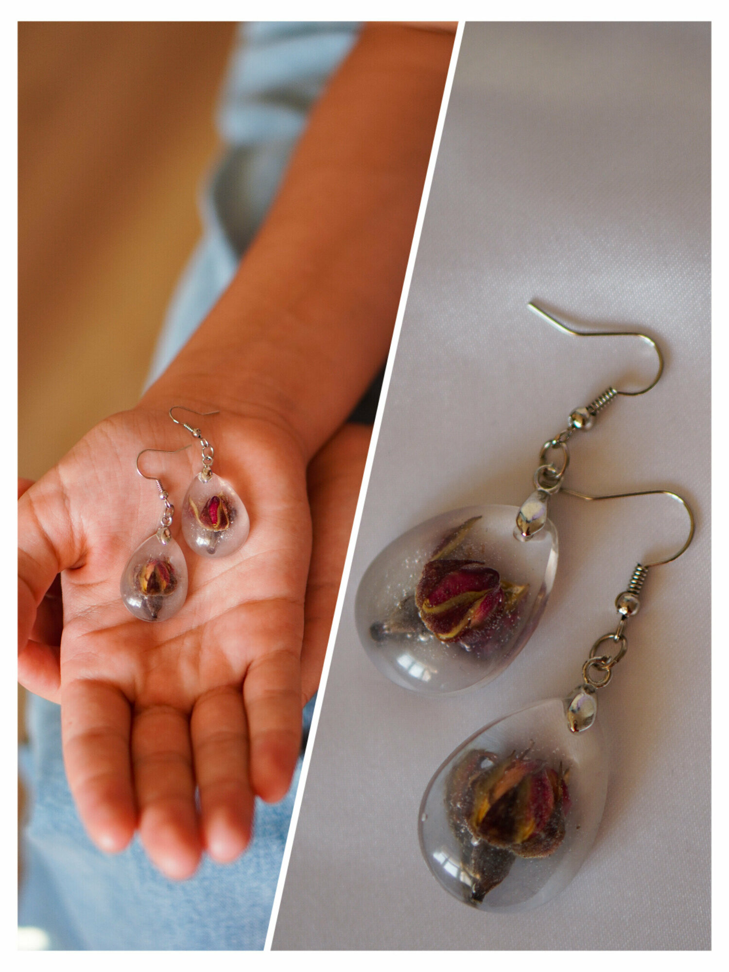 Серьги с подвесками charms_smola, эпоксидная смола, бесцветный