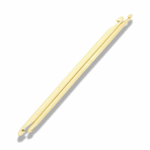 Набор бамбуковых двухсторонних крючков для вязания 2шт. d-7мм,9мм, длина- 24см, цвет: бледно-желтый