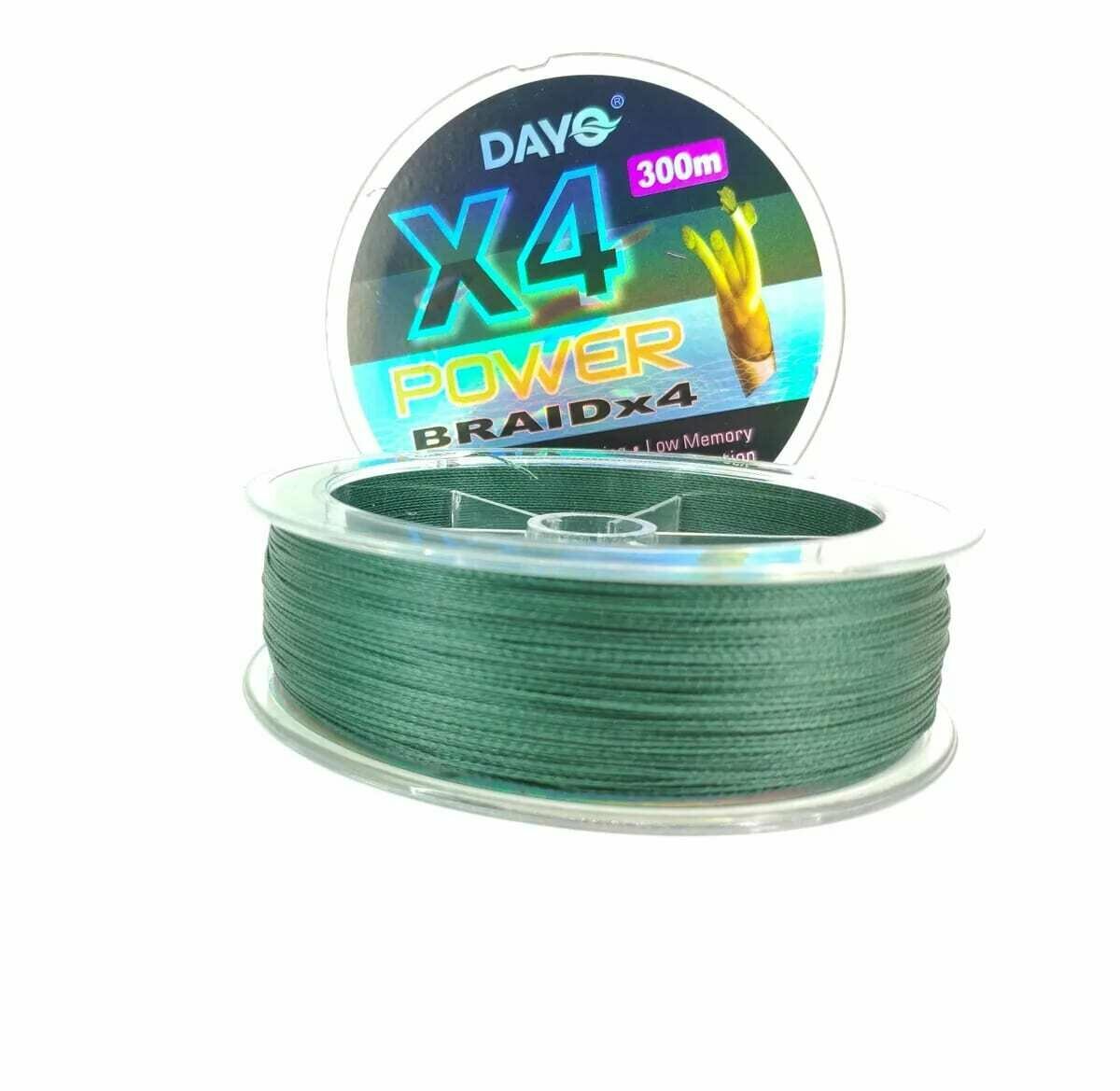 Шнур Dayo POWER BRAID X-4 Dark Green 300м 0.28мм 25.5кг