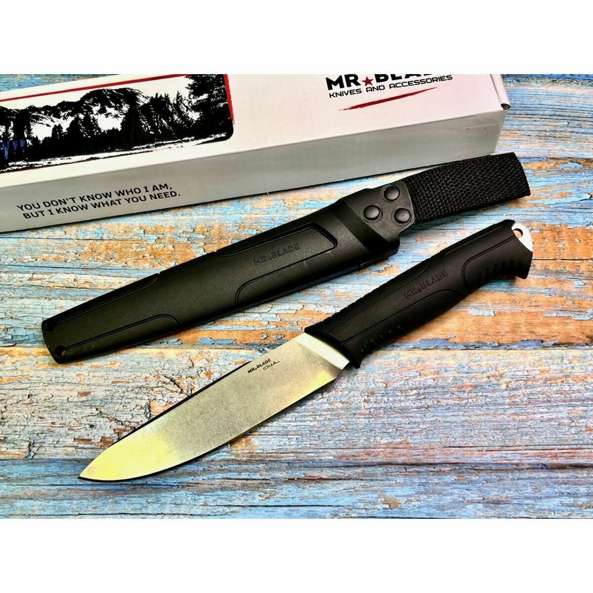 Нож Mr. Blade MB100 OWL Stonewash, Black Handle