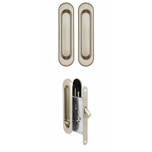 Комплект Punto Ручки для раздвижных дверей Soft LINE SL-010 SN Защелка с ручками для раздвижных дверей Soft LINE SL-011 SN матовый никель