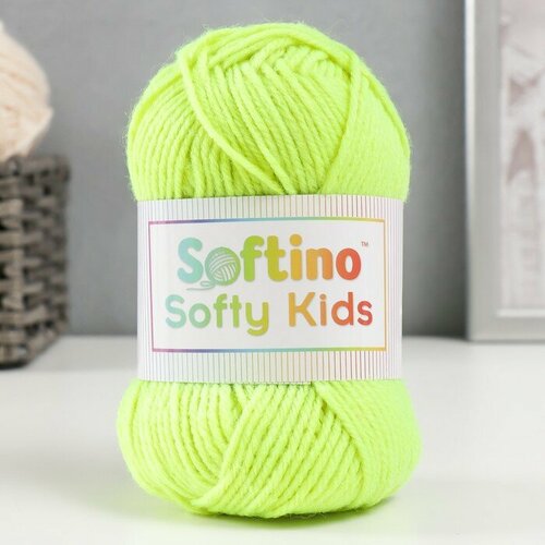 Пряжа 100% акрил Softy Kids 90м ±5м 50 гр цвет 39 жёлтый неон