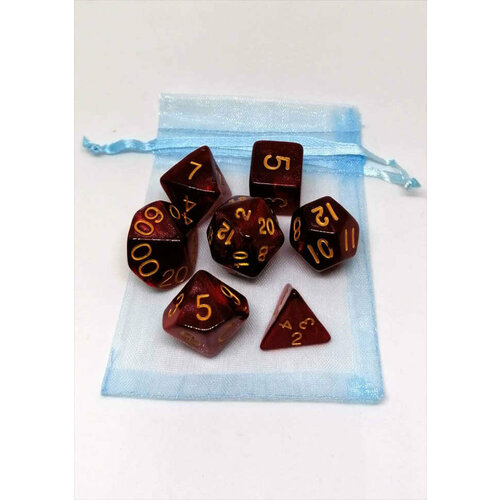 Набор кубиков для игры DnD в мешочке перламутровое красное вино (DnD55)