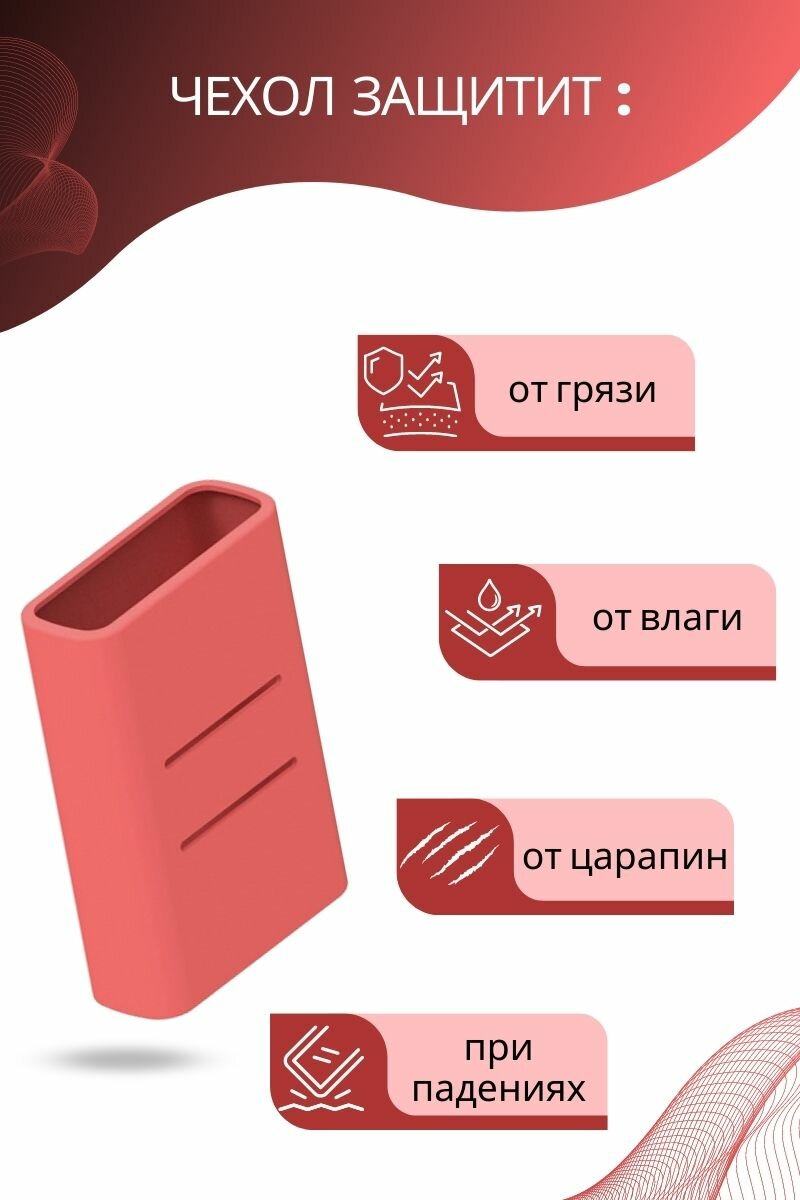 Силиконовый чехол для внешнего аккумулятора Xiaomi Mi Power Bank 3 Ultra Compact (Pocket Edition) 10000 мА*ч (PB1022ZM), розовый — фото 3