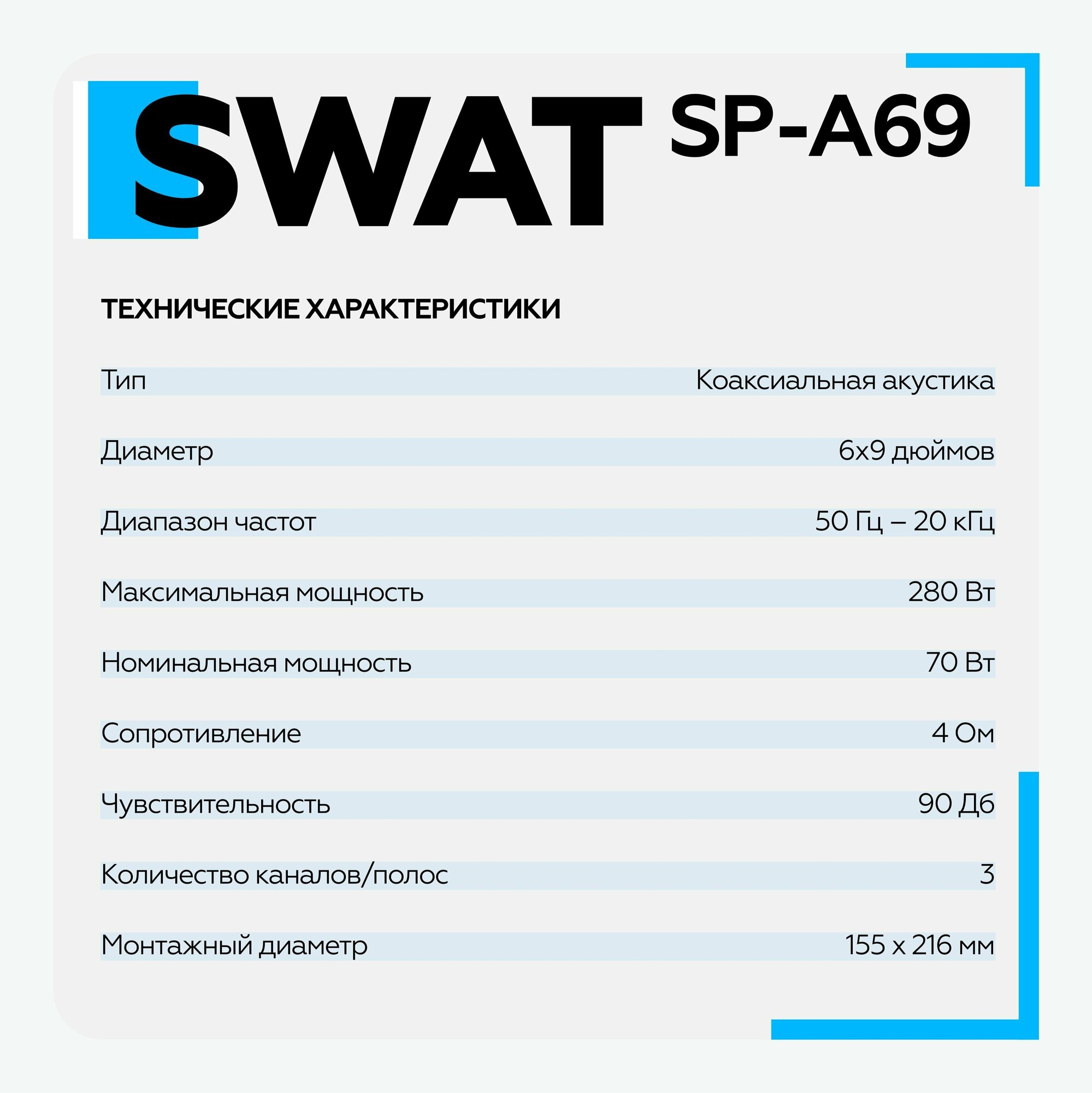 Акустика Swat SP-A69 коаксиальная - фотография № 15
