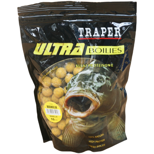 Бойлы карповые Traper Kulki proteinowe ultra Wanilia 16 мм x 100 гр (Бойлы Ваниль) бойлы карповые traper kulki proteinowe ultra krab 16 мм x 100 гр бойлы краб