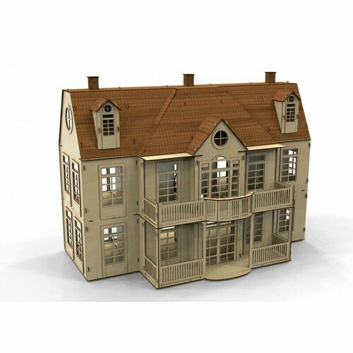 Кукольный деревянный домик широкий современный для кукол
