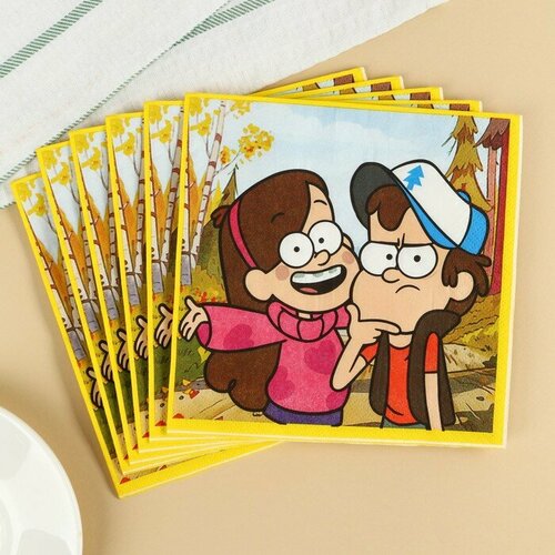 Салфетки бумажные Мейбл и Дипер 33х33 см 20 штук 3-х слойные Гравити Фолз 464₽