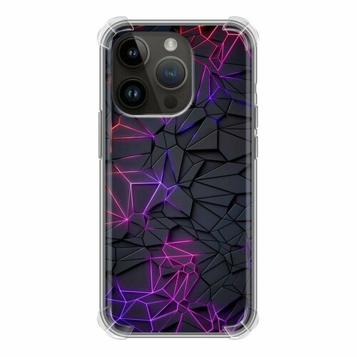 Дизайнерский силиконовый с усиленными углами чехол для Айфон 14 Про / Iphone 14 Pro Яркая геометрия