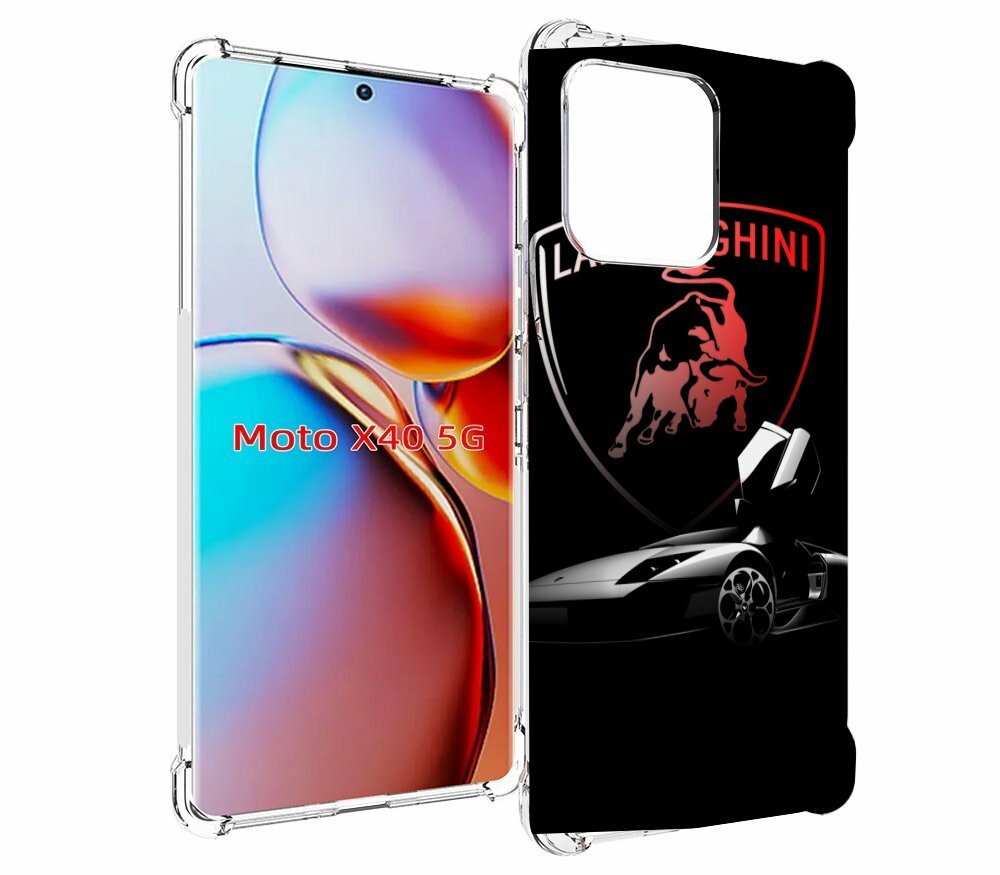 Чехол MyPads Ламборгини-black мужской для Motorola Moto X40 задняя-панель-накладка-бампер