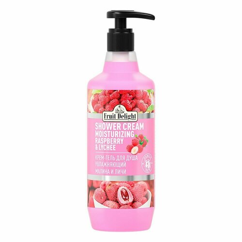 Гель-крем д/душа FRUIT DELIGHT Увлажняющий, Малина и Личи, 1л