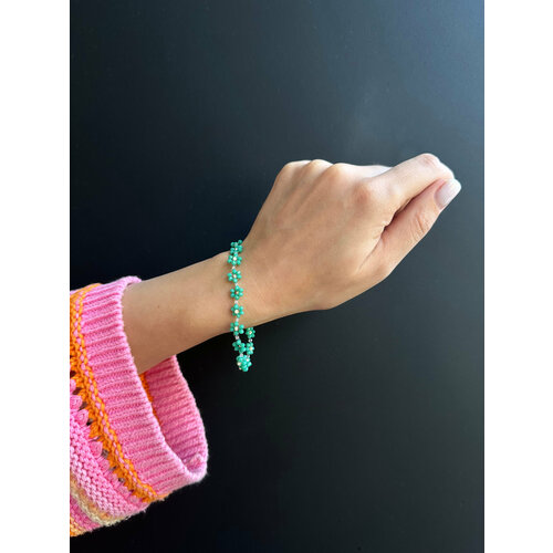 Браслет SOROKA, бисер, размер 19 см, размер M, зеленый