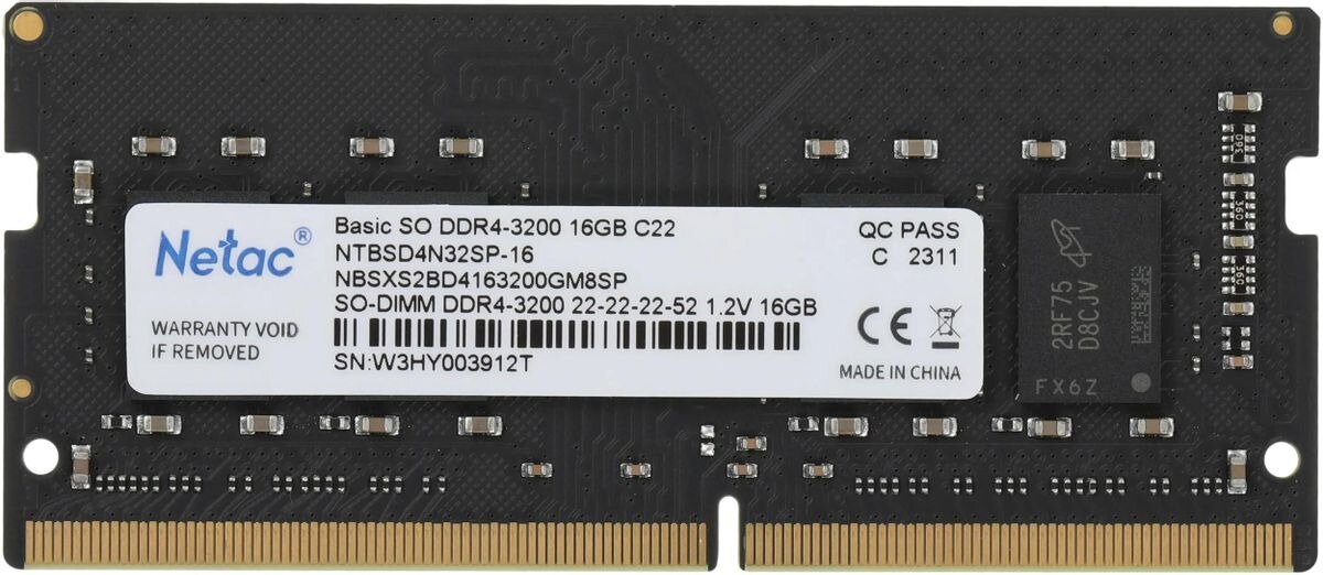 Модуль памяти SODIMM DDR4 16GB Netac PC4-25600 3200MHz CL22 1.2V - фото №8