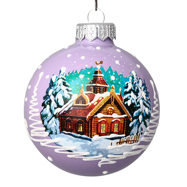 Коломеев Стеклянный елочный шар Волшебный домик 8 см КУ-80-214177
