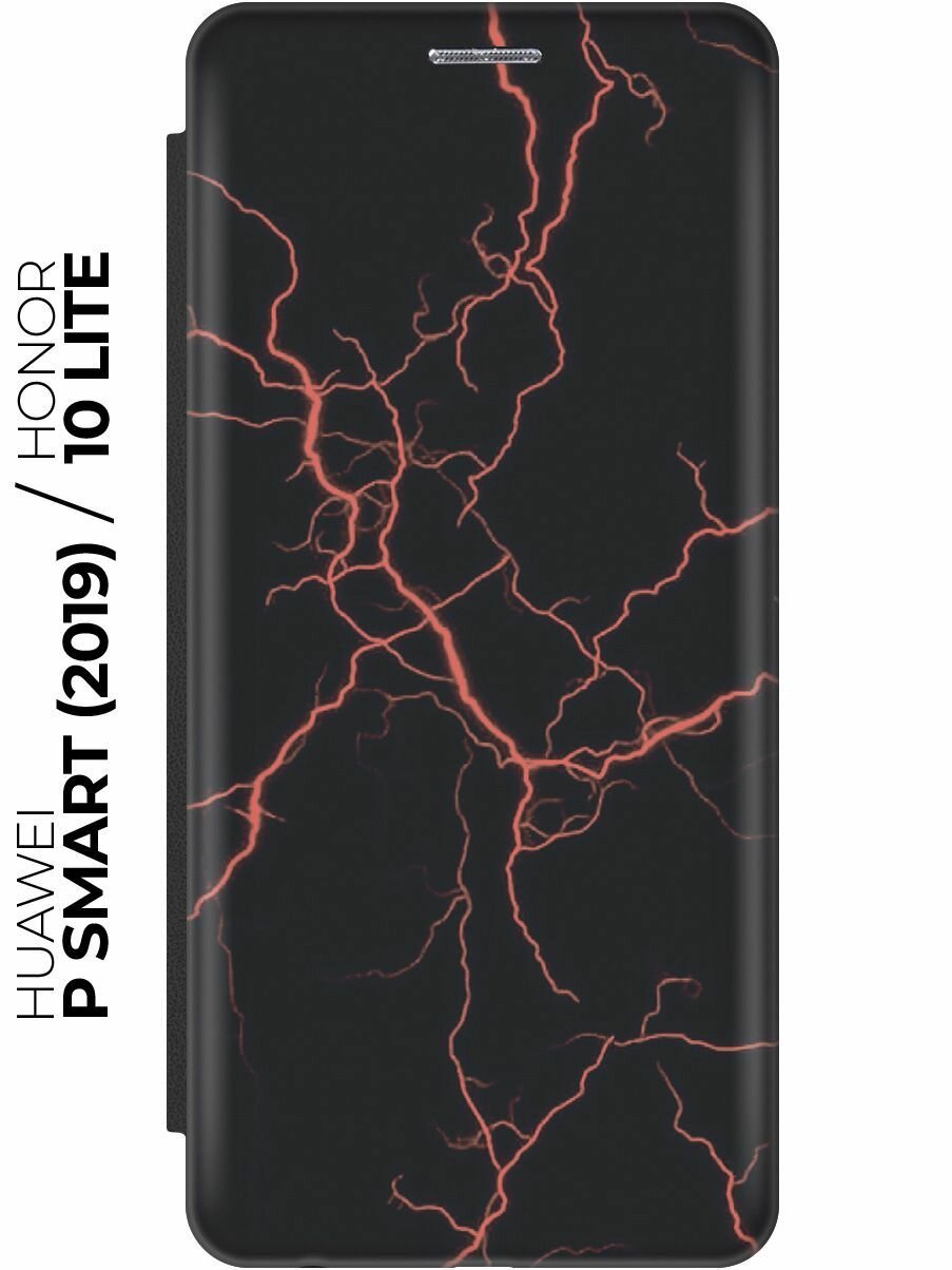 фото Чехол-книжка Алая молния на Honor 10 Lite / Huawei P Smart (2019) / Хуавей П Смарт (2019) / Хонор 10 Лайт черный