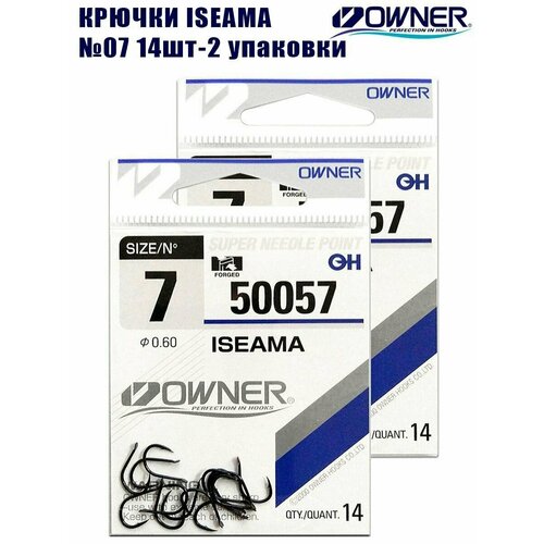 фото Крючки рыболовные owner iseama black №7 14 шт 2 упаковки