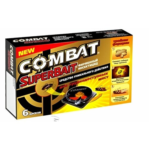 Ловушка-диск от тараканов и других насекомых Комбат, 6 дисков в упаковке