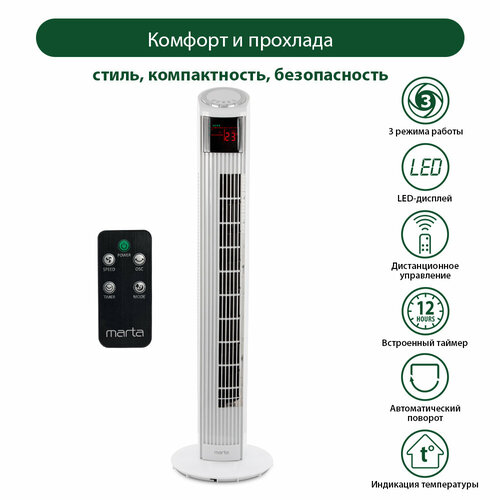 Напольный вентилятор MARTA MT-FN2541 белый жемчуг 520700₽