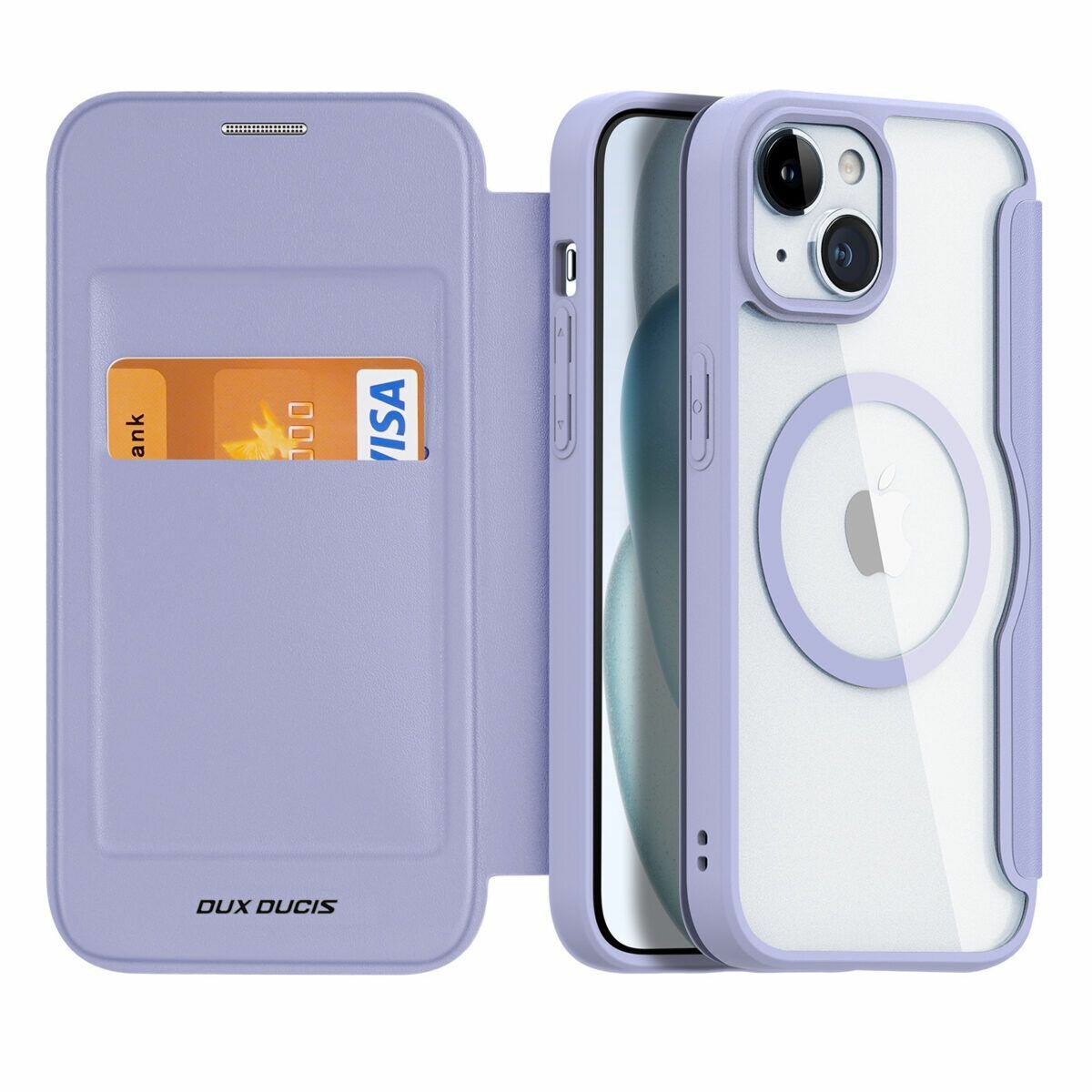 Чехол книжка Dux Ducis для iPhone 15 (Skin X с MagSafe) фиолетовый