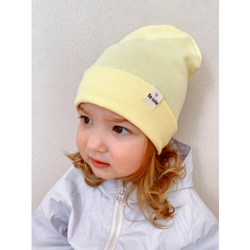 фото Шапка бини демисезонная, хлопок, размер 3-6 лет, желтый maryakids accessories